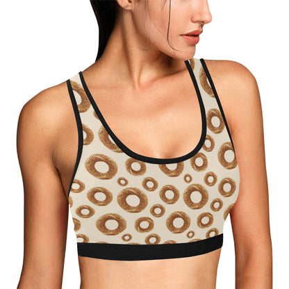 Bagel Pattern Print Design 01 Sports Bra