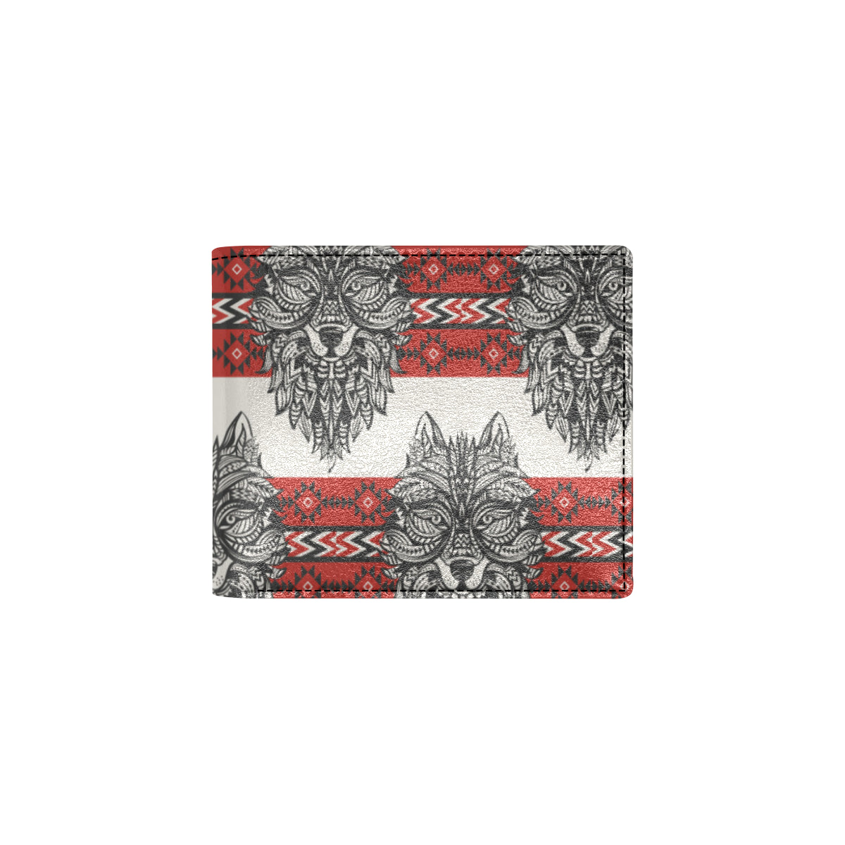 Native Indian Wolf Men's ID Card Wallet