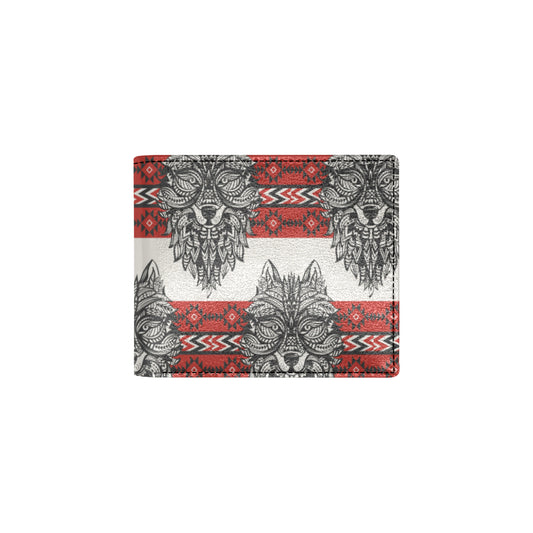 Native Indian Wolf Men's ID Card Wallet