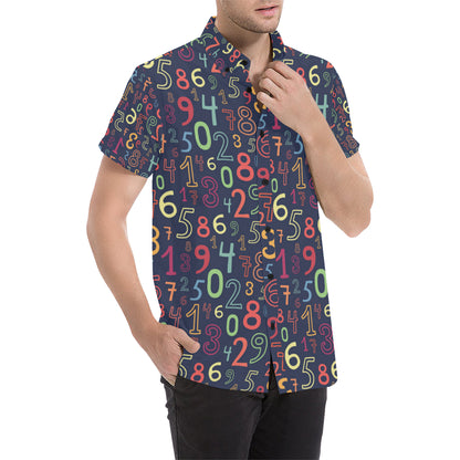 Number Pattern Print Design A01 Men's Short Sleeve Button Up Shirt