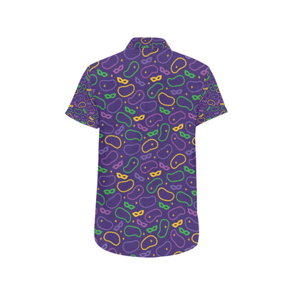 Mardi Gras Pattern Print Design 04 Men's Short Sleeve Button Up Shirt