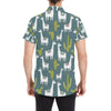 Llama Cactus Pattern Print Design 03 Men's Short Sleeve Button Up Shirt