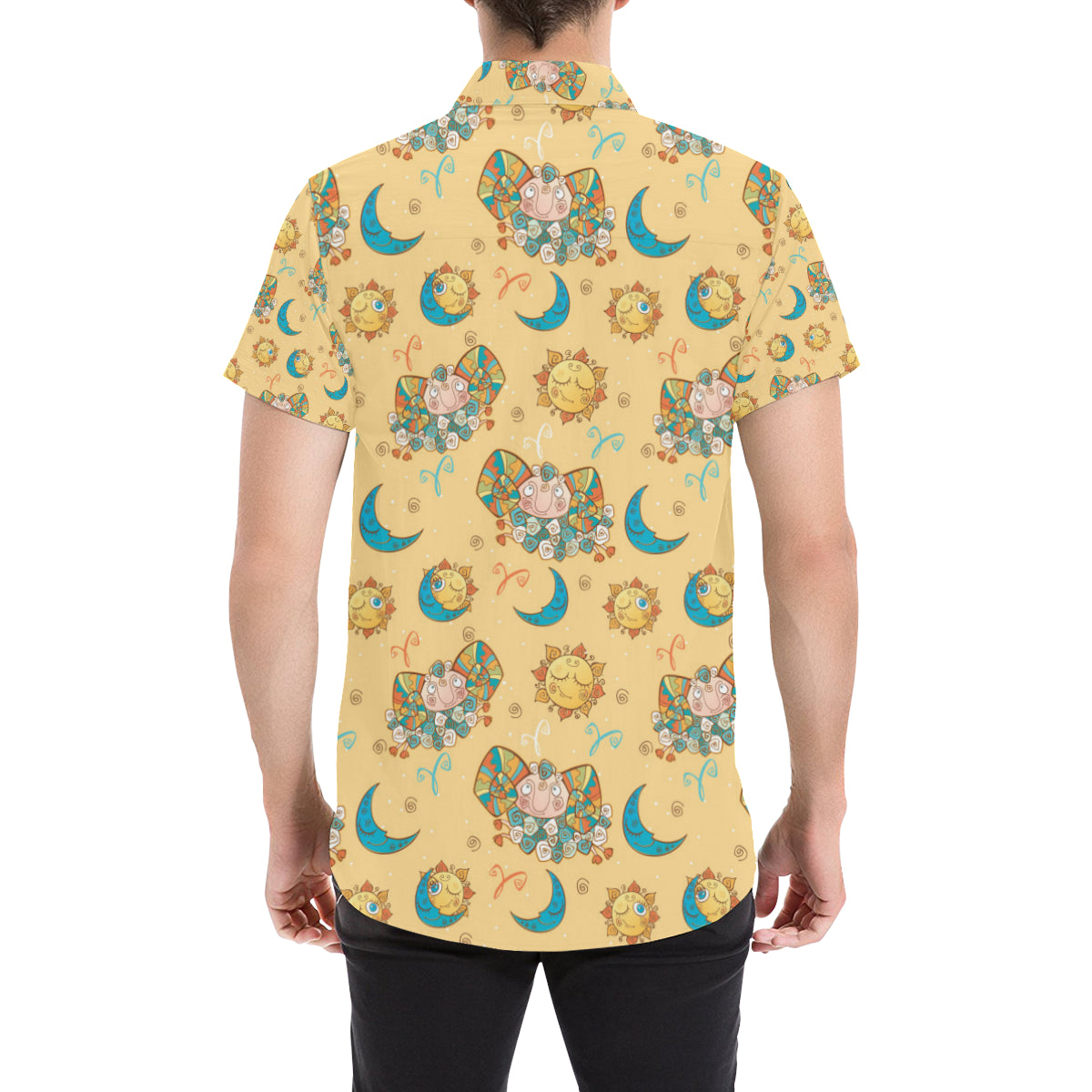 Aries Zodiac Pattern Print Design 03 Men's Short Sleeve Button Up Shirt