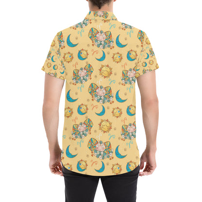 Aries Zodiac Pattern Print Design 03 Men's Short Sleeve Button Up Shirt