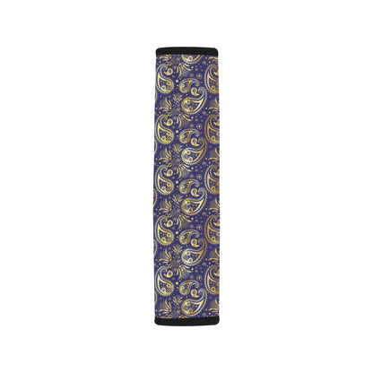Paisley Blue Yellow Design Print Car Seat Belt Cover