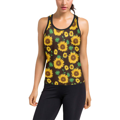 Sunflower Pattern Print Design SF01 Women's Racerback Tank Top