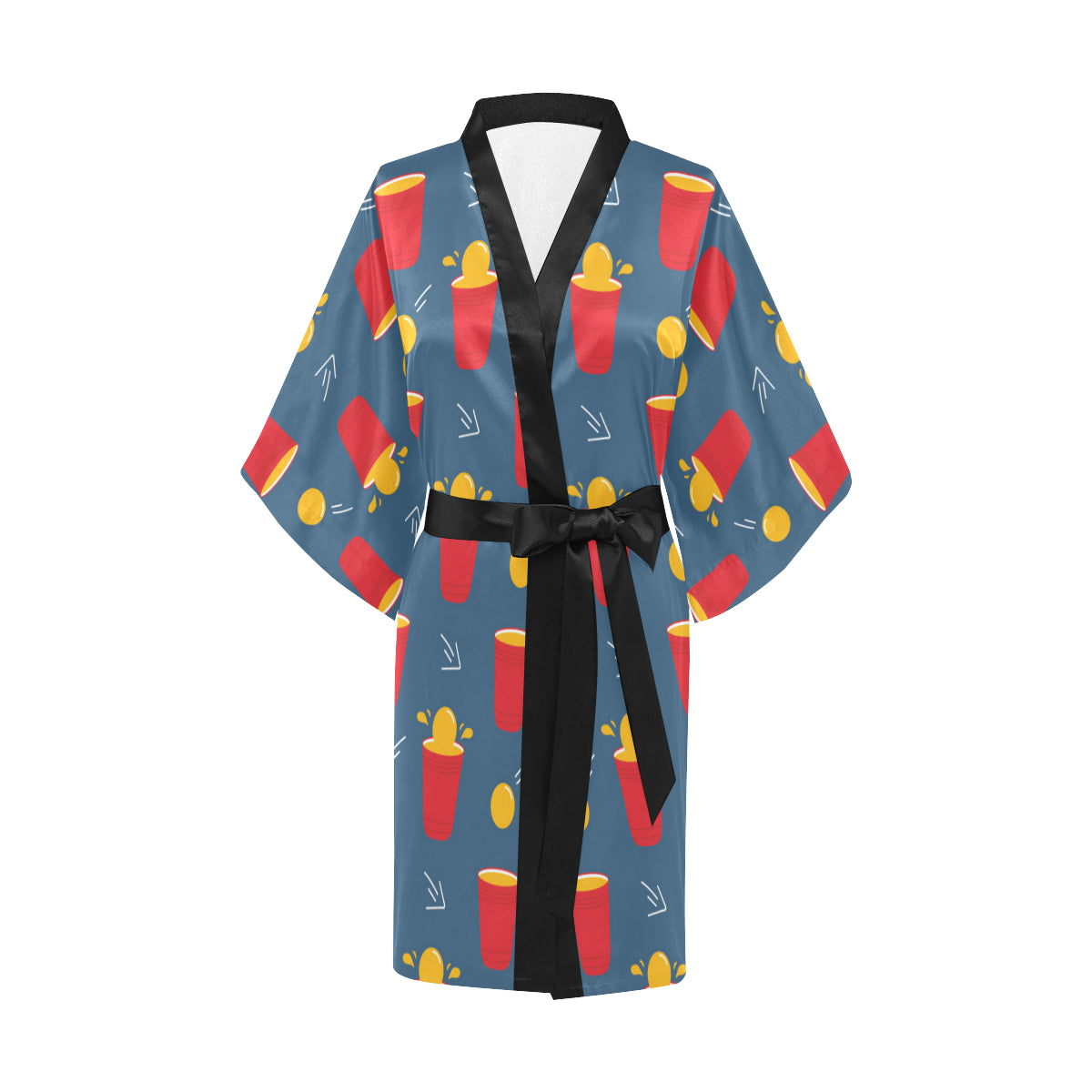 Beer Pong Pattern Print Design 02 Women's Short Kimono