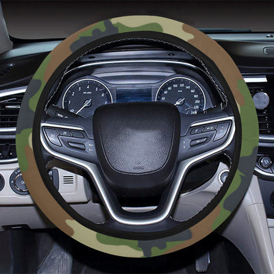 Army Camouflage Pattern Print Design 01 Steering Wheel Cover with Elastic Edge