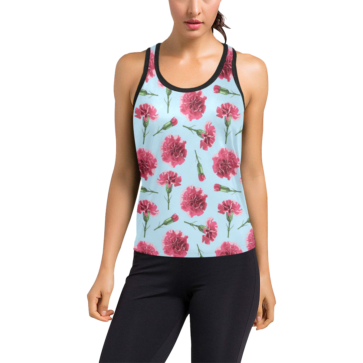 Carnations Pattern Print Design CN01 Women's Racerback Tank Top