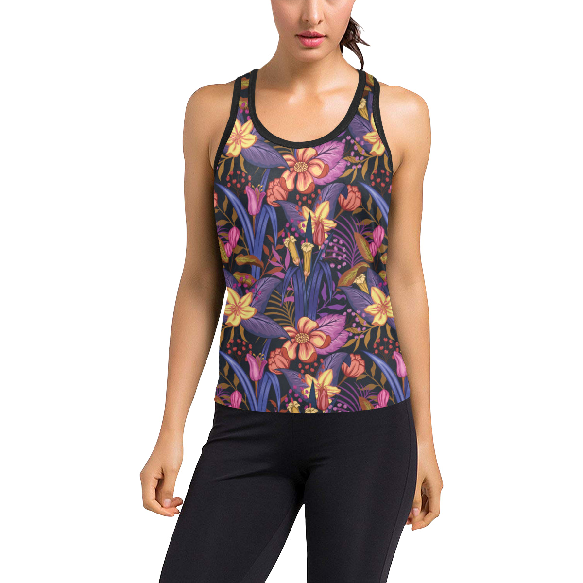 Lily Pattern Print Design LY016 Women's Racerback Tank Top