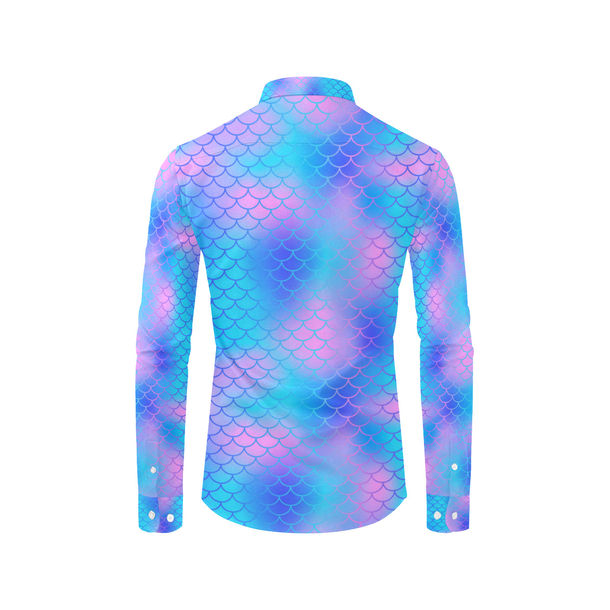Mermaid Scales Pattern Print Design 04 Men's Long Sleeve Shirt