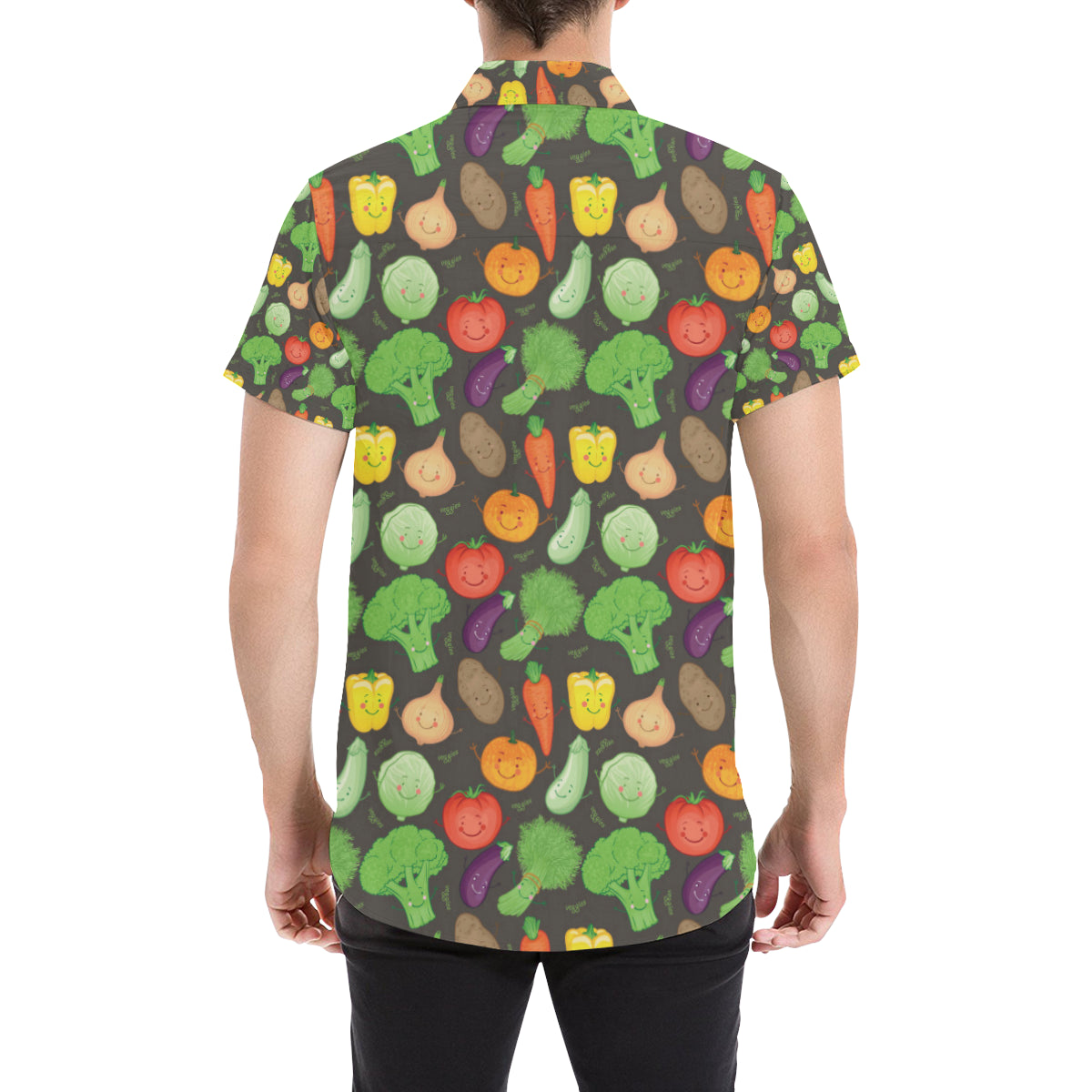 Vegan Funny Themed Design Print Men's Short Sleeve Button Up Shirt