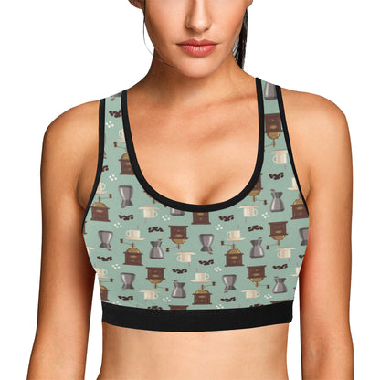 Coffee Pattern Print Design 04 Sports Bra