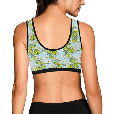 Elegant Olive Floral Print Sports Bra