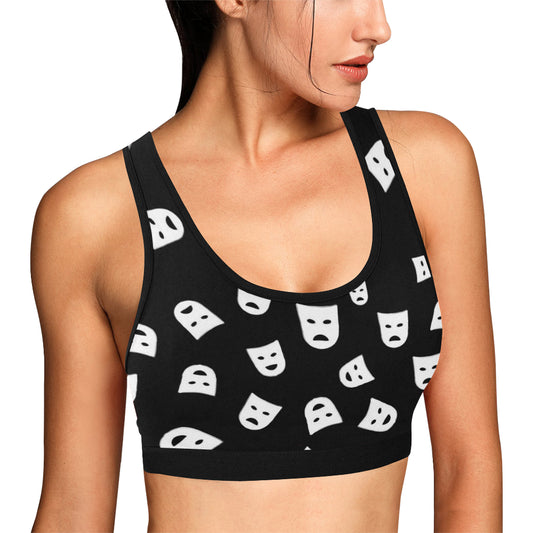 Acting Mask Pattern Print Design 03 Sports Bra