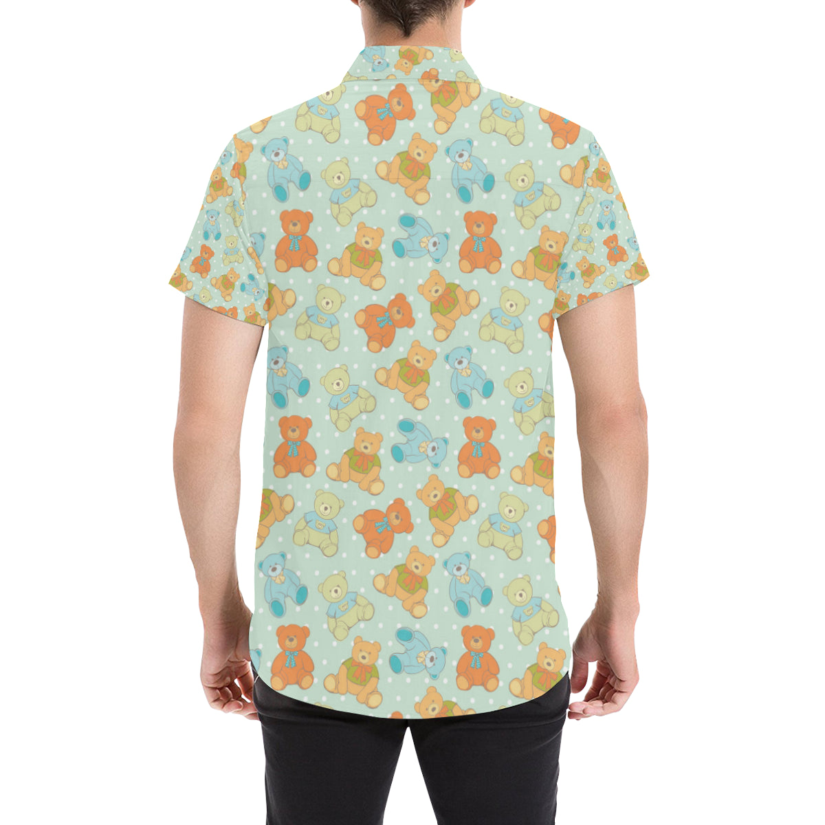 Bear Pattern Print Design 02 Men's Short Sleeve Button Up Shirt