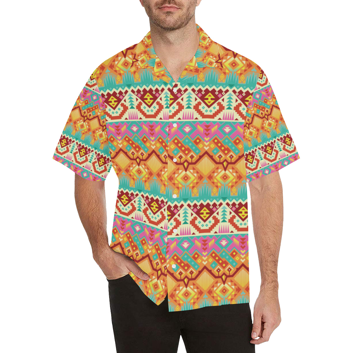 Aztec Pattern Print Design 03 Men's Hawaiian Shirt