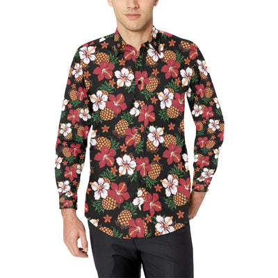 Hawaiian Themed Pattern Print Design H013 Men's Long Sleeve Shirt