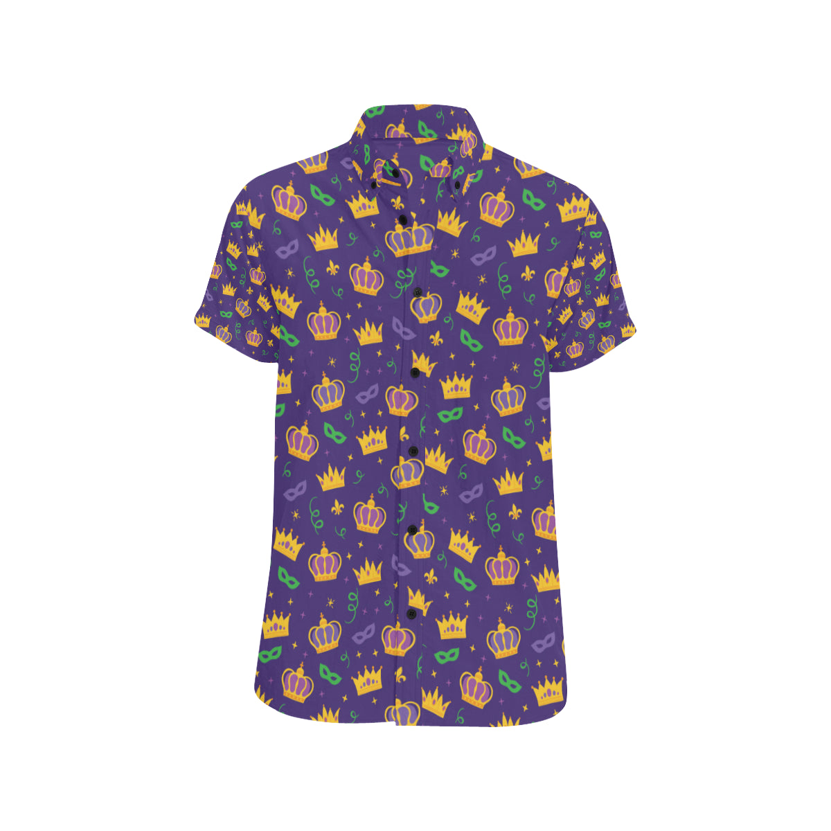 Mardi Gras Pattern Print Design 03 Men's Short Sleeve Button Up Shirt