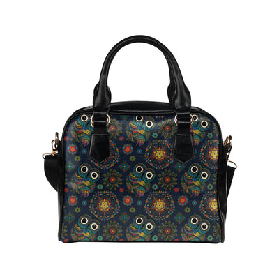 Owl Boho Style Pattern Print Design A04 Shoulder Handbag