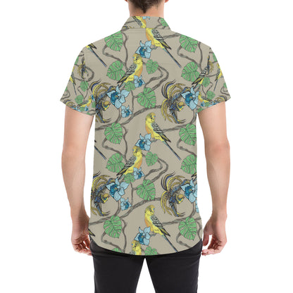 Parakeet Pattern Print Design A02 Men's Short Sleeve Button Up Shirt