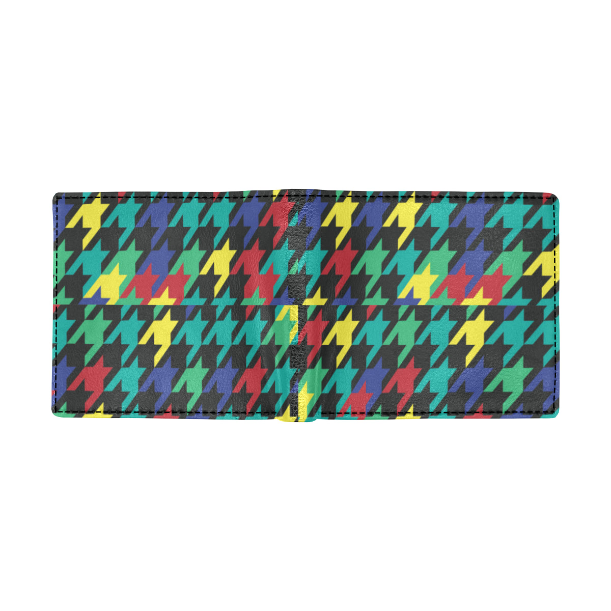 Houndstooth Colorful Pattern Print Design 02 Men's ID Card Wallet
