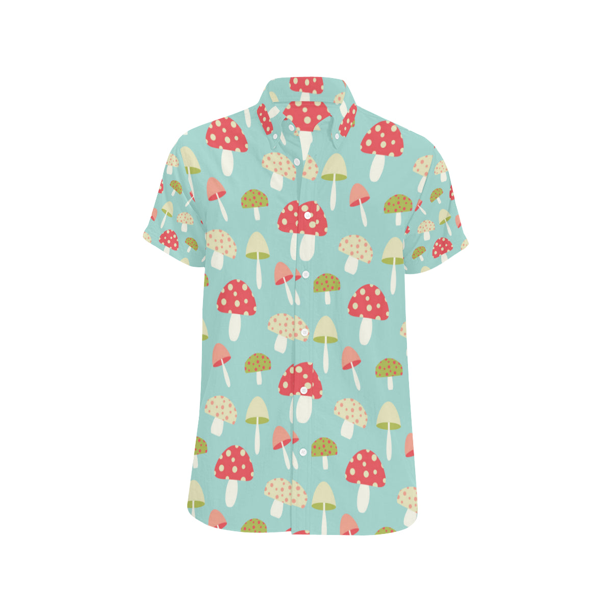 Mushroom Pattern Print Design A01 Men's Short Sleeve Button Up Shirt