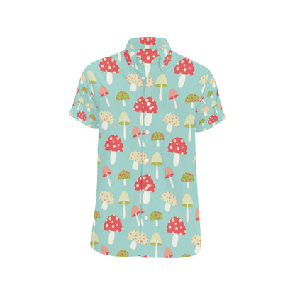 Mushroom Pattern Print Design A01 Men's Short Sleeve Button Up Shirt