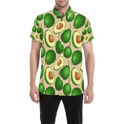 Avocado Pattern Print Design AC010 Men's Short Sleeve Button Up Shirt