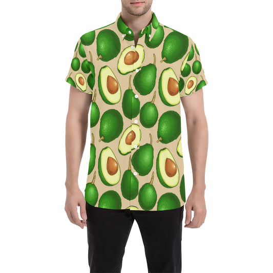 Avocado Pattern Print Design AC010 Men's Short Sleeve Button Up Shirt