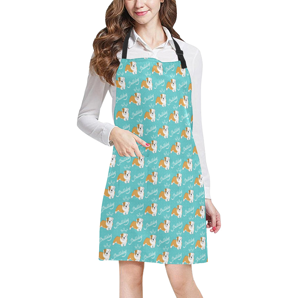 Bulldogs Pattern Print Design 05 Apron with Pocket