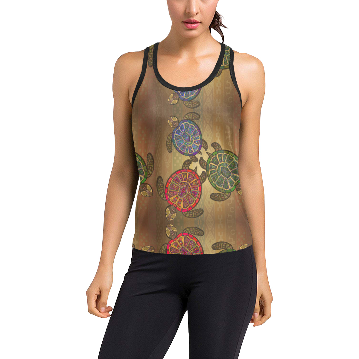 Sea Turtle Tribal Colorful Women's Racerback Tank Top