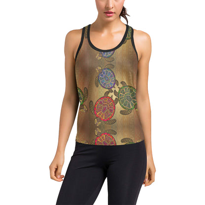 Sea Turtle Tribal Colorful Women's Racerback Tank Top