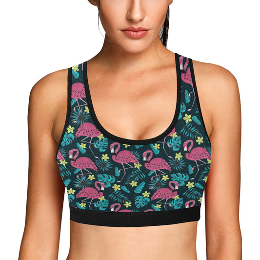 Flamingo Print Pattern Sports Bra