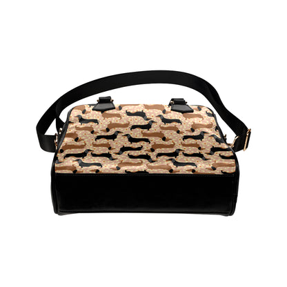 Dachshund Pattern Print Design 011 Shoulder Handbag