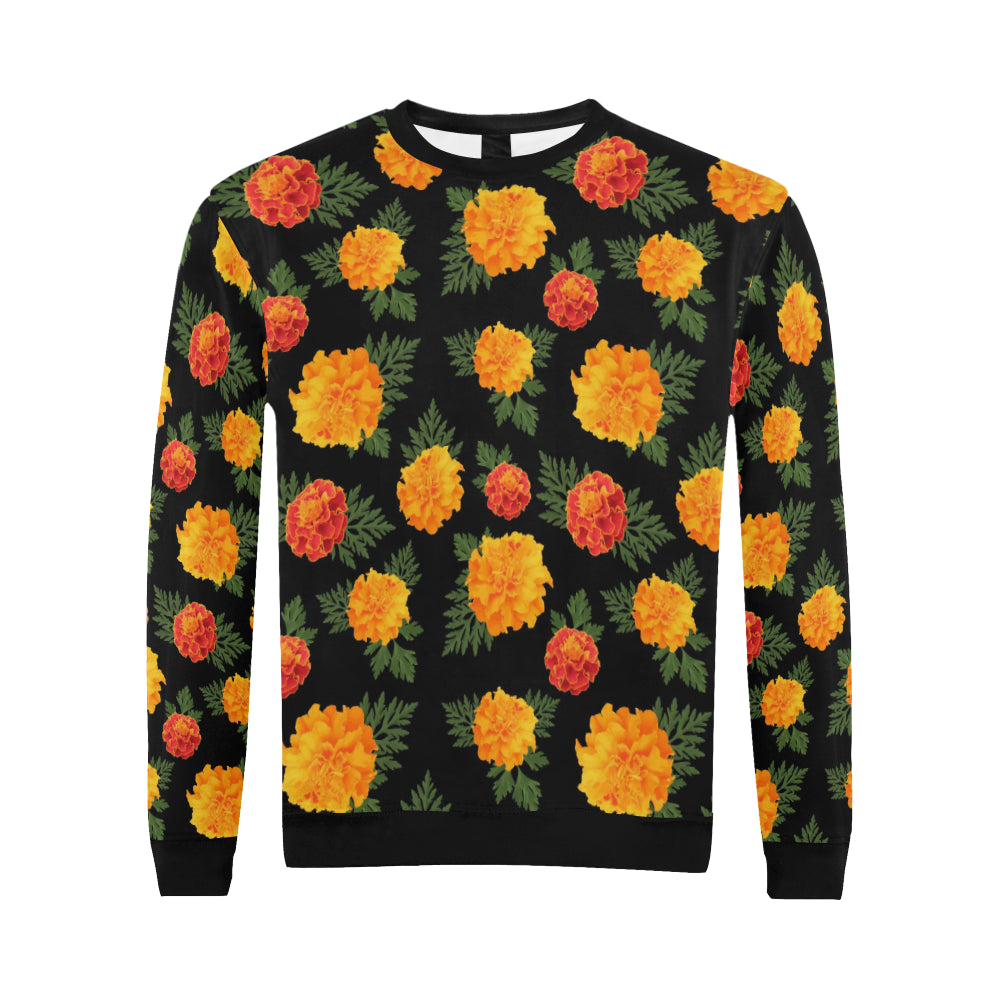 Marigold Pattern Print Design MR05 Men Long Sleeve Sweatshirt