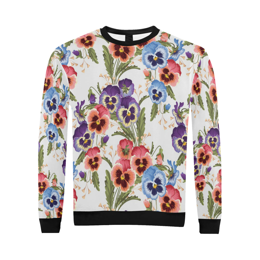 Pansy Pattern Print Design PS06 Men Long Sleeve Sweatshirt