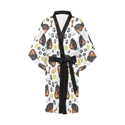 Rottweiler Pattern Print Design A04 Women's Short Kimono