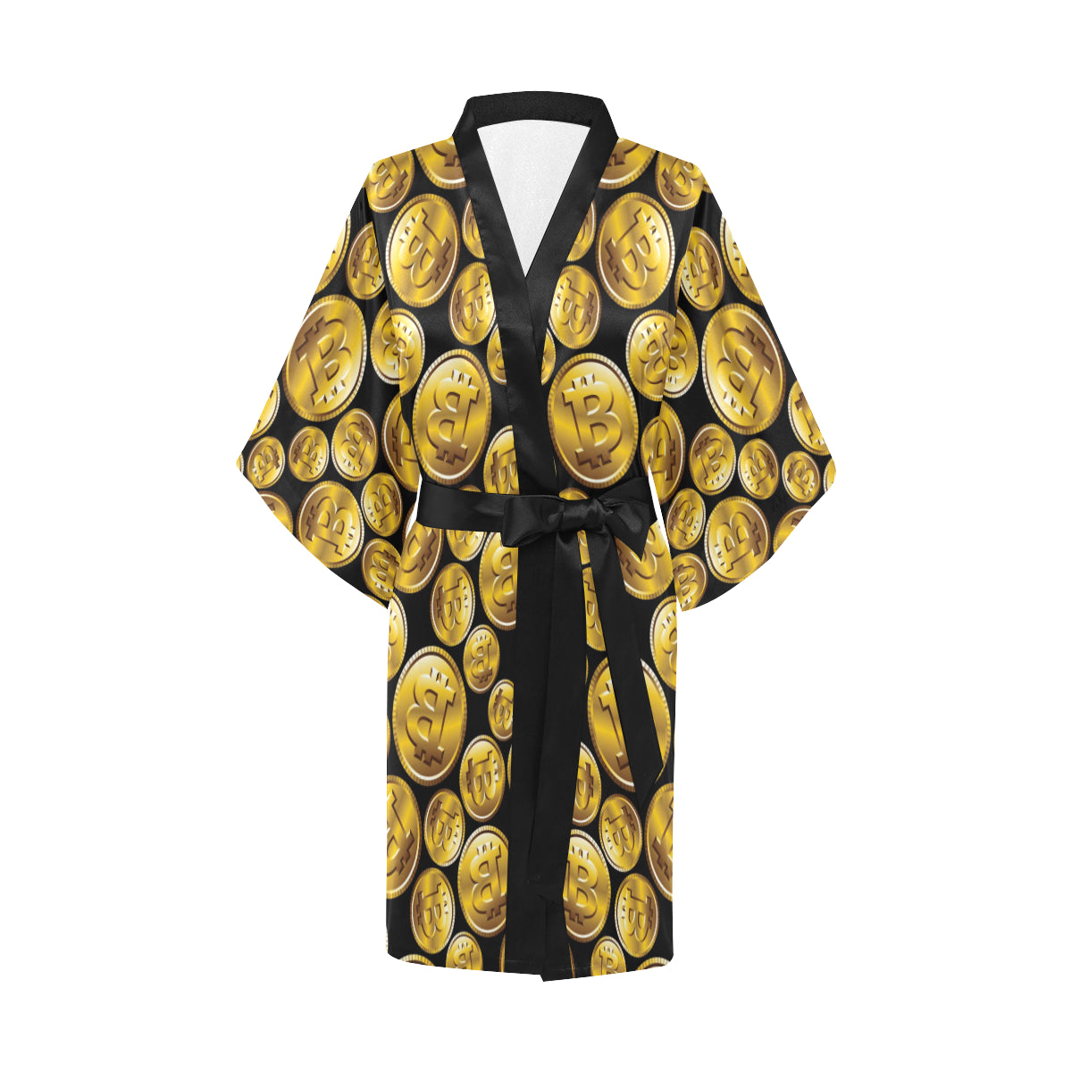 Bitcoin Pattern Print Design DO05 Women's Short Kimono