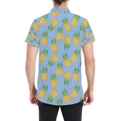 Pineapple Pattern Print Design A04 Men's Short Sleeve Button Up Shirt