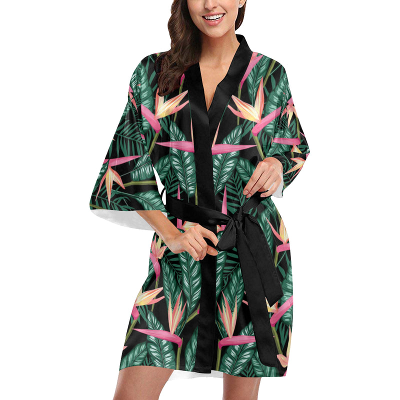 Bird Of Paradise Pattern Print Design BOP03 Women Kimono Robe