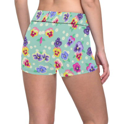 Pansy Pattern Print Design PS08 Yoga Shorts