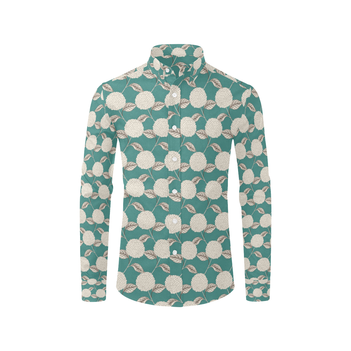 Hydrangea Pattern Print Design HD03 Men's Long Sleeve Shirt