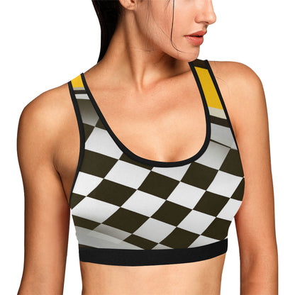 Checkered Flag Racing Style Sports Bra