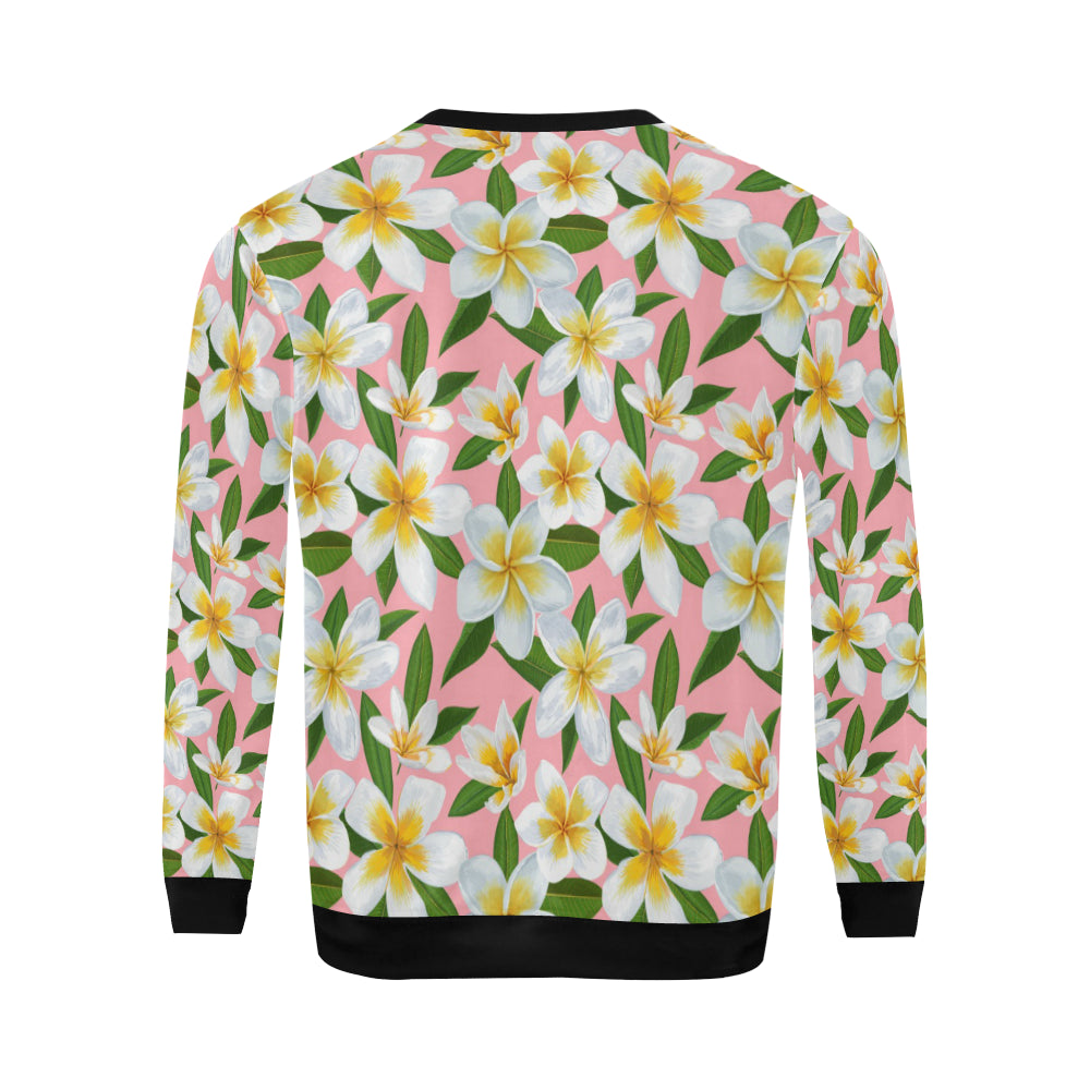White Plumeria Pattern Print Design PM011 Men Long Sleeve Sweatshirt