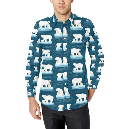 Polar Bear Pattern Print Design PB02 Men's Long Sleeve Shirt