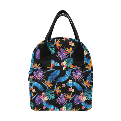 Tropical Flower Pattern Print Design TF018 Insulated Lunch Bag