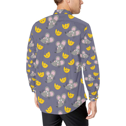Rat With Cheese Pattern Print Design 01 Men's Long Sleeve Shirt