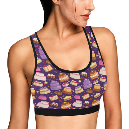 Cake Pattern Print Design 05 Sports Bra