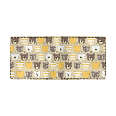 Bear PatchworkPattern Print Design 01 Men's ID Card Wallet